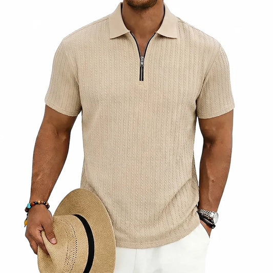 Polo Zip Casual Uomo Traspirante